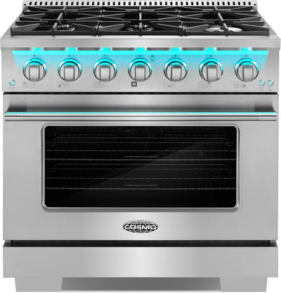 36 In. Vista Coll 5.4 Cu Ft 6 Burner Gas Range, Convection, Stainless Steel