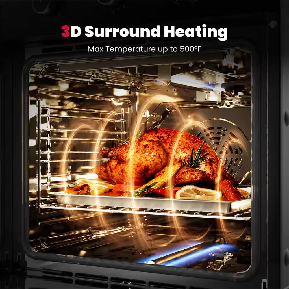 24In. Built-In Single Natural Gas Wall Oven in Stainless Steel W/Timer Rotisserie and Convection Functions,Etl Certified