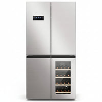 21.36 Cu.Ft French Door Refrigerators with Bottom Freezer, Wine Cabinet, Adjustable Shelving, Counter Depth Smart Refrigerator with Touchscreen for Kitchen Home