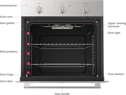 24 Inch Electric Wall Oven with 5 Cooking Modes, 2.79 Cu.Ft, 2200W