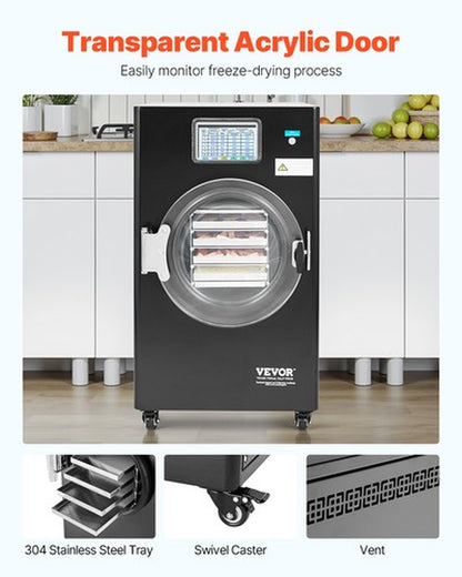 VEVOR Vacuum Freeze Dryer 4-Layer Fruit Vegetable Freeze Drying Machine W/ Pump
