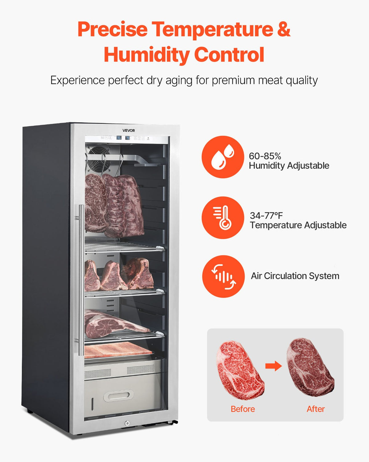 VEVOR 232LBS Dry Aging Fridge for Steaks Dry Ager Refrigerator for Meat for Home