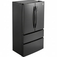 French Door Refrigerator, 18.9 Cu. Ft. Kitchen Fridge, Counter Depth French Refrigerator with LED Display and 4 Casters, Frost-Free Bottom Freezer Refrigerators for Home & Commercial Use, Black