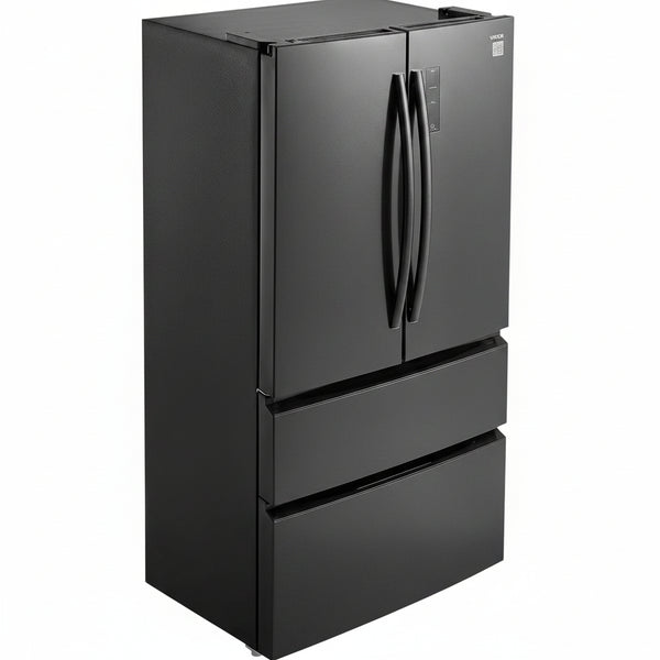 French Door Refrigerator Designed for Home and Commercial Use, 18.9 Cu Ft, LED Display, Frost-Free Bottom Freezer