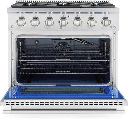 36 In. Vista Coll 5.4 Cu Ft 6 Burner Gas Range, Convection, Stainless Steel