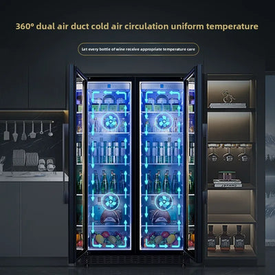 Dual-Door Dual-Zone Home Wine Cooler – Refrigerated Cabinet with Constant Temperature and Humidity Control