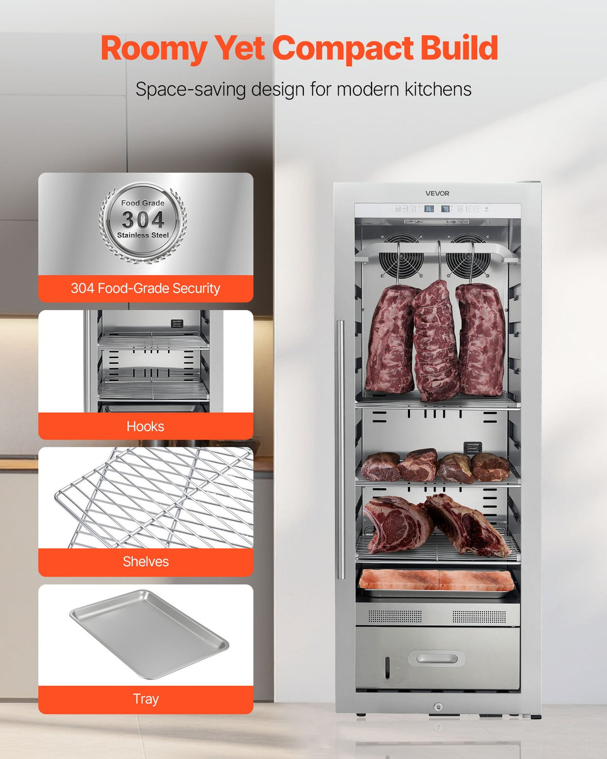 VEVOR 232LBS Dry Aging Fridge for Steaks Dry Ager Refrigerator for Meat for Home