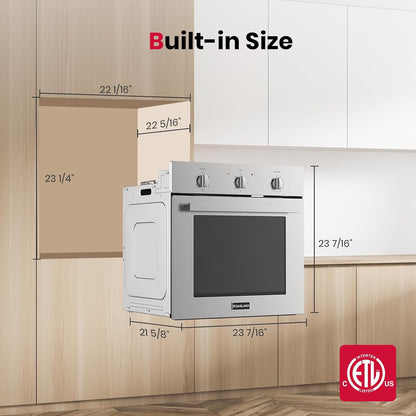 24 Inch Electric Wall Oven with 5 Cooking Modes, 2.79 Cu.Ft, 2200W