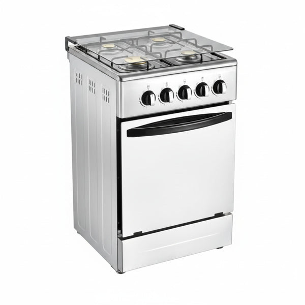 20-Inch Gas Range with 4 Burners, 68L Rotary Baking Oven, Stainless Steel Body, Double Layer Tempered Glass Door (NG-LPG Conversion Kit)