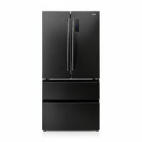 French Door Refrigerator, 18.9 Cu. Ft. Kitchen Fridge, Counter Depth French Refrigerator with LED Display and 4 Casters, Frost-Free Bottom Freezer Refrigerators for Home & Commercial Use, Black