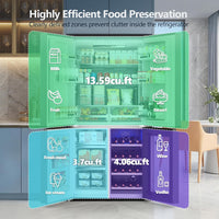21.36 Cu.Ft French Door Refrigerators with Bottom Freezer, Wine Cabinet, Adjustable Shelving, Counter Depth Smart Refrigerator with Touchscreen for Kitchen Home