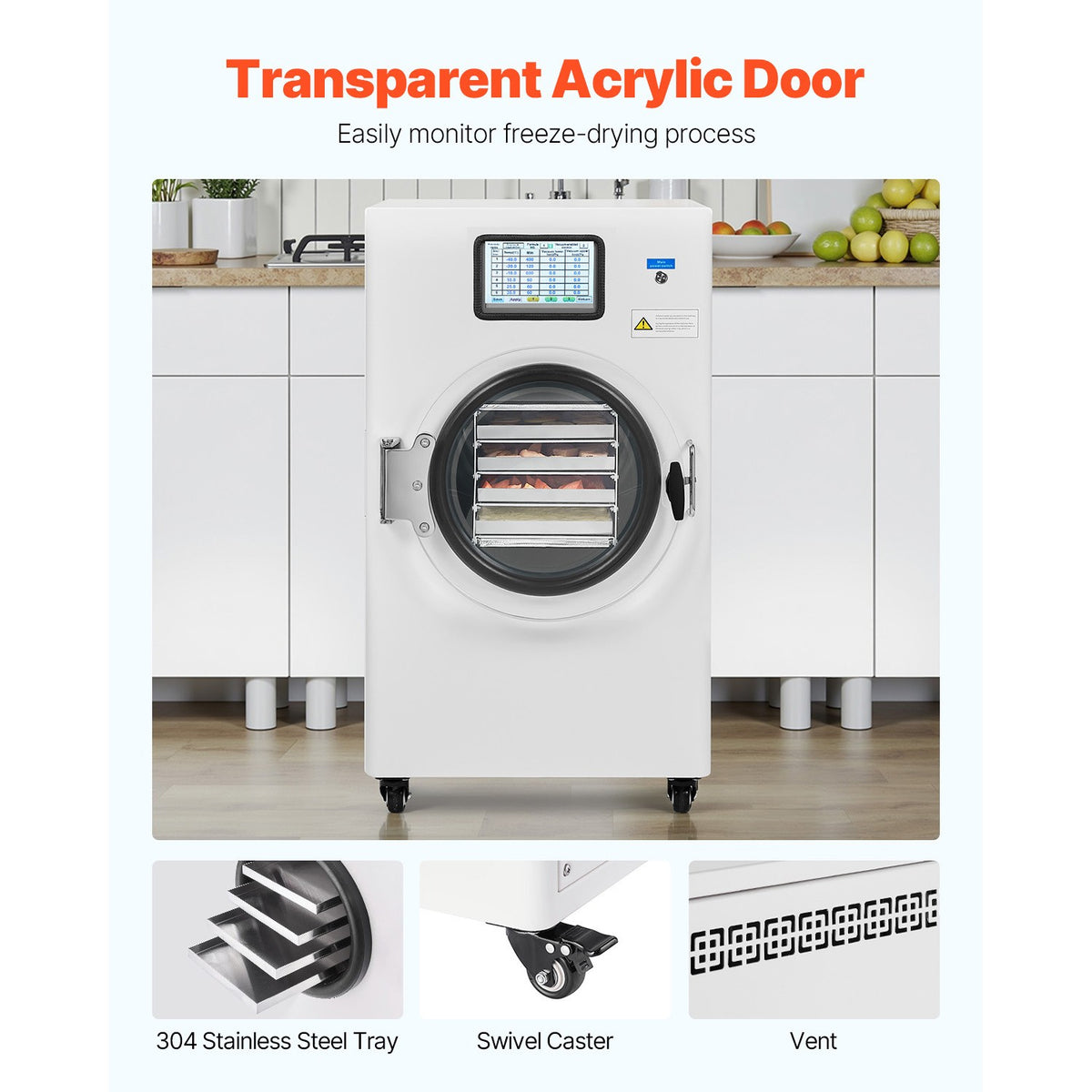 Vacuum Freeze Dryer 4-Layer Fruit Vegetable Freeze Drying Machine W/ Pump White
