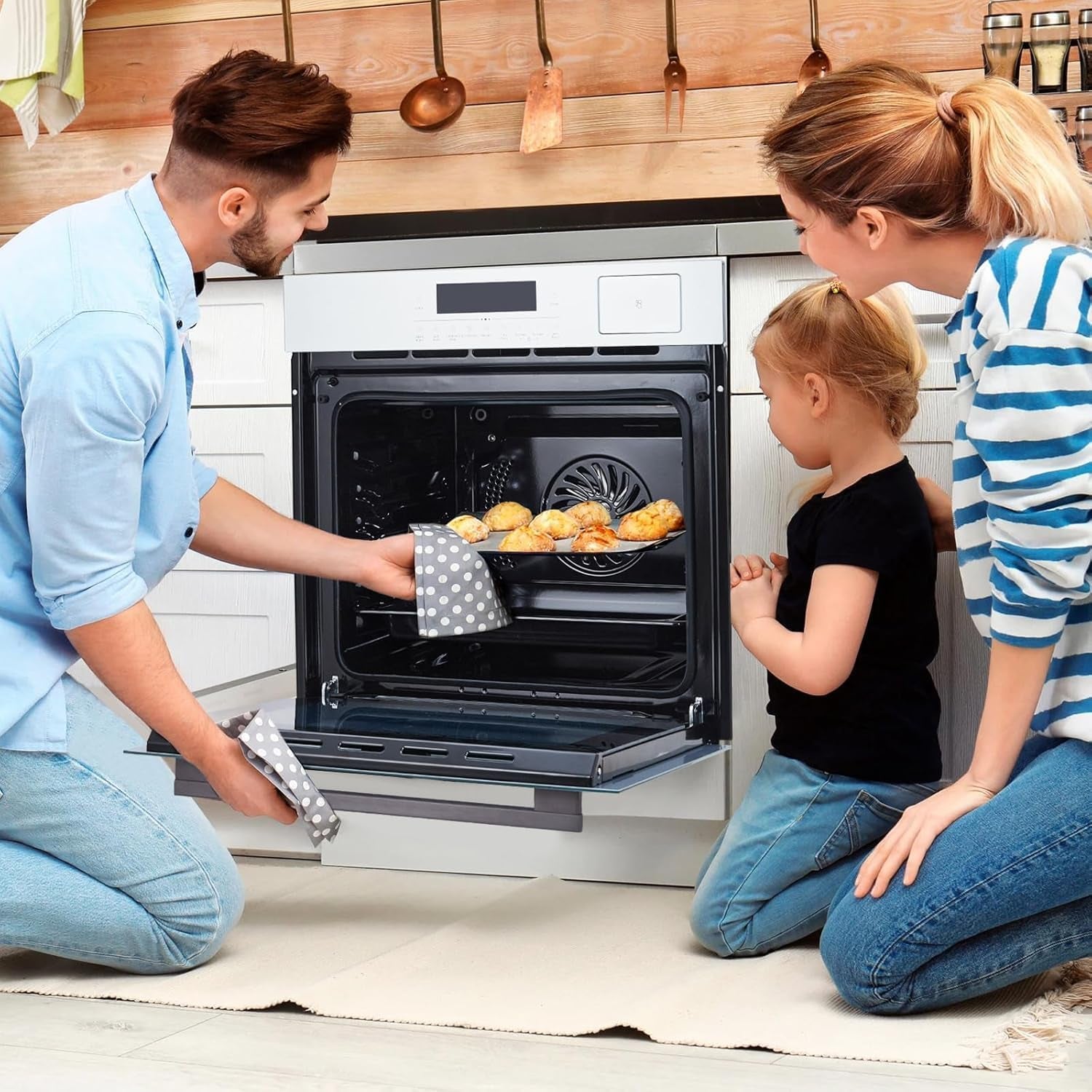 24 Inch Built-In Electric Single Wall Oven, 2.5 Cu.Ft Advanced Convection Cooking with Touch Control,11 Functions & Recipes,Glass Door,Silver