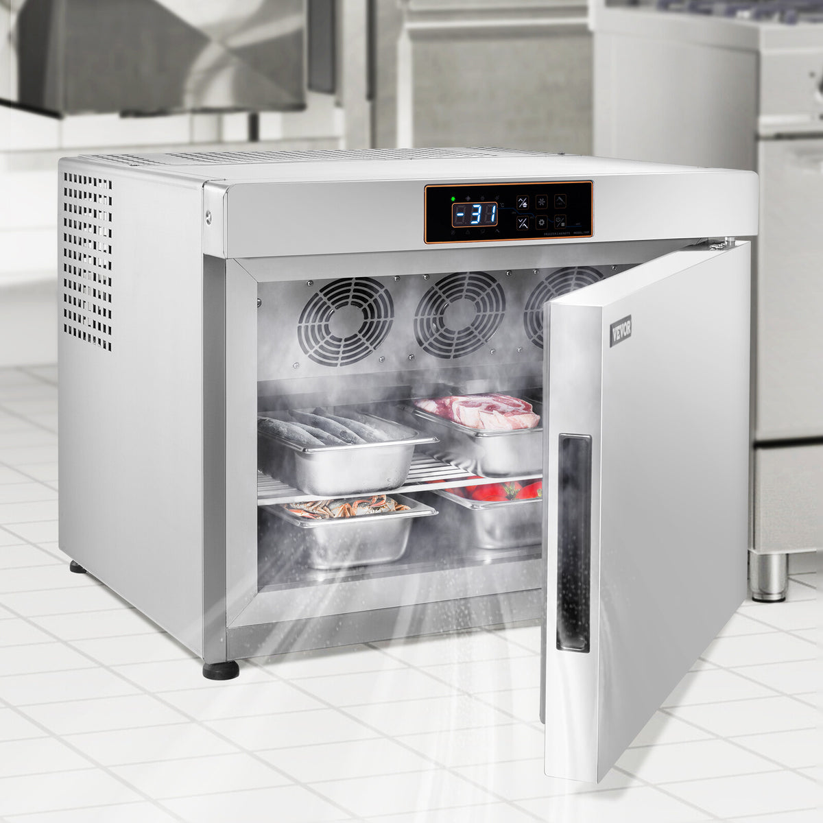Commercial Blast Freezer 4 Trays Blast Chiller for Seafood Ice Cream Gelato 32L