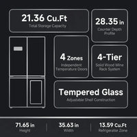 21.36 Cu.Ft French Door Refrigerators with Bottom Freezer, Wine Cabinet, Adjustable Shelving, Counter Depth Smart Refrigerator with Touchscreen for Kitchen Home — Results & Stats