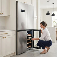 21.36 Cu.Ft French Door Refrigerators with Bottom Freezer, Wine Cabinet, Adjustable Shelving, Counter Depth Smart Refrigerator with Touchscreen for Kitchen Home — Lifestyle
