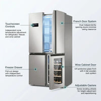 21.36 Cu.Ft French Door Refrigerators with Bottom Freezer, Wine Cabinet, Adjustable Shelving, Counter Depth Smart Refrigerator with Touchscreen for Kitchen Home — How It Works